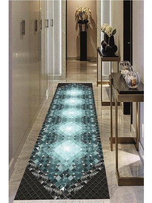 Viyana Home Dijital Baskılı Kaymaz Taban Yıkanabilir Modern Salon Halısı Koridor Halısı Yolluk VHU-SD-1023