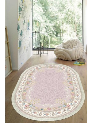 Viyana Home Dijital Baskılı Kaymaz Taban Yıkanabilir Oval Salon Halısı Mutfak Halısı Yolluk VHO-HK-172