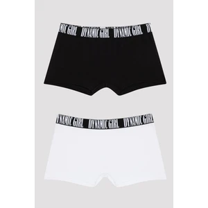 Çok Renkli Kız Çocuk Sloganlı 2'li Boxer