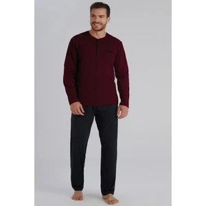 960 Erkek Bordo Uzun Kollu Pijama Takımı