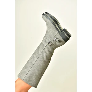 Fox Shoes Gri Süet Kısa Topuklu Kadın Çizme E726203402