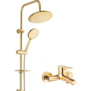 Armilla Armatür Gold Altın Renk Kaplama Robot Duş Seti ve Banyo Bataryası 2’li Set Eng Banyo Bataryası ve Robot Duş Seti