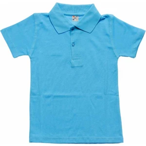 Turkuaz Kısa Kol Düz Yakalı 6-16 Yaş Çocuk Okul Lakos Tişört T-Shirt - 80238-TURKUAZ