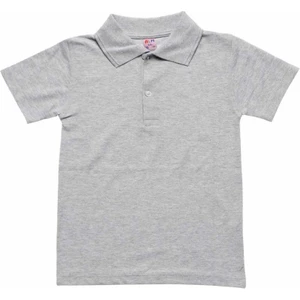 Gri Kısa Kol Düz Yakalı 6-16 Yaş Çocuk Okul Lakos Tişört T-Shirt - 80238-GRI