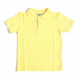 Sarı Kısa Kol Düz Yakalı 6-16 Yaş Çocuk Okul Lakos Tişört T-Shirt - 80238-SARI