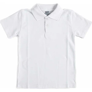 Beyaz Kısa Kol Düz Yakalı 6-16 Yaş Çocuk Okul Lakos Tişört T-Shirt - 80238-BEYAZ