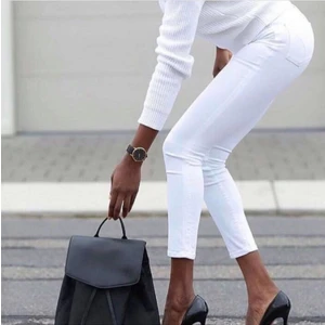 Gabardin Kumaş Yüksek Bel Pantolon (Beyaz)