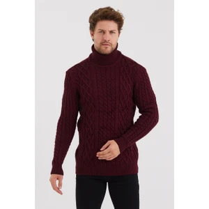 Cool Tarz Erkek Bordo Örgü Desenli Triko KAZAK-TRZ8152R06S