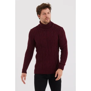 Cool Tarz Erkek Bordo Örgü Desenli Triko KAZAK-TRZ8147R01S