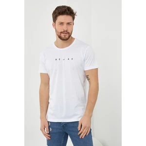 Cool Tarz Erkek Beyaz Baskılı Slim Fit Likralı T-SHIRT-RLXTSR06S