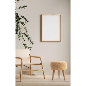 Elissa Home Peluş Puf Ahşap Ayak