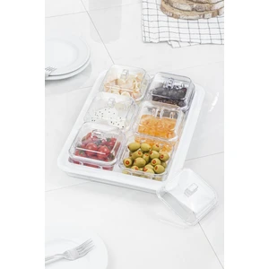 EW's Kitchenware Akrilik Beyaz 6’lı Kapaklı Kahvaltılık Kahvaltı Seti & Saklama Kabı (Cam Değildir)