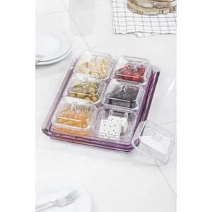 EW's Kitchenware Akrilik Mürdüm 6’lı Kapaklı Kahvaltılık Kahvaltı Seti & Saklama Kabı (Cam Değildir)