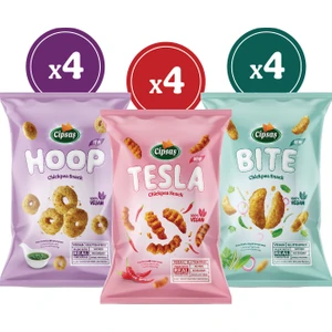 Hoop Tesla Bite Vegan Glutensiz Nohut Cips Seti 12 x 65 gr