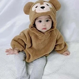 Mnk Baby Kız ve Erkek Çocuk Için Kapüşonlu Bebek Peluş Çıtçıtlı Body MNK0410