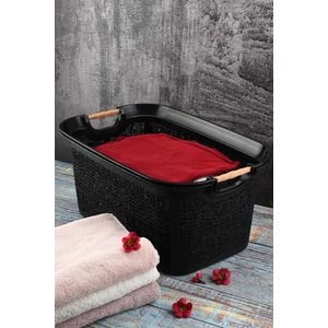 Tuffex Woow Desen Ahşap Kulplu Çamaşır Sepeti 30 Lt Pudra