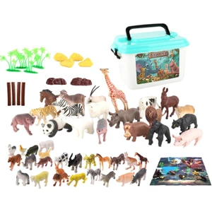 58 Adet Hayvan Figürinler Oyuncak Çiftlik  Playset Parti Sınıfları Çocuklar Için Set Çocuk Saklama Kutusu ve Harita (Yurt Dışından)