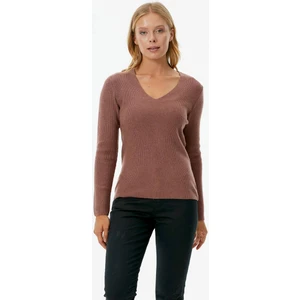 V Yaka Fitilli Triko Kazak - Tarçın