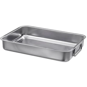 Metal Kare Fırın Kabı 24X34 cm Paslanmaz Çelik Kulplu Kare Fırın Pişirme Tepsisi