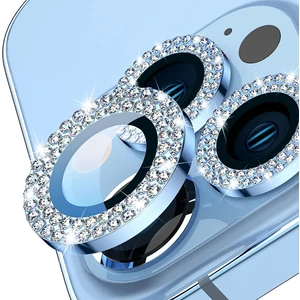 M.TK Moveteck Iphone 13 Pro Max Uyumlu Kamera Lens Camı Taşlı Diamond Elmas 9h Glass Parlak Işıltılı Kristal Lens Camı
