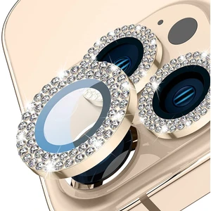 M.TK Moveteck Iphone 13 Pro Max Uyumlu Kamera Lens Camı Taşlı Diamond Elmas 9h Glass Parlak Işıltılı Kristal Lens Camı