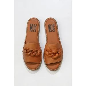 Bueno Shoes Taba Deri Kadın Düz Terlik