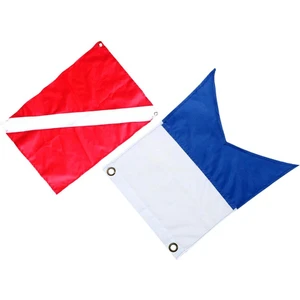 2pcs Boyutları Naylon Diver-Down Bayrağı, Tüp Dalış Bayrağı Işaretçisi Banner Kırmızı ve Mavi