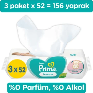 Hassas Islak Mendil 3 Paket 156 yaprak Islak Mendil