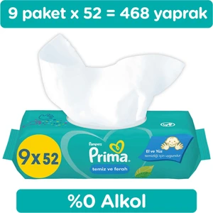 Temiz Ve Ferah Islak Mendil 9 Paket 576 yaprak Islak Mendil