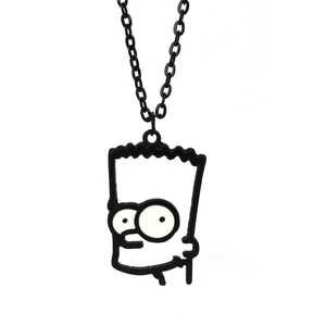 The Simpsons Karakter Kolye Bart Simpson Çizgi Film Kolye Siyah