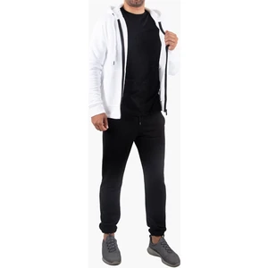 Şardonlu Fermuarlı Kapüşonlu Beyaz Sweatshirt Polar Hırka
