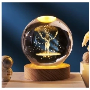 KENPAZAR Cryfox Cam Küre Alt Kısmı Ahşap Usb'li