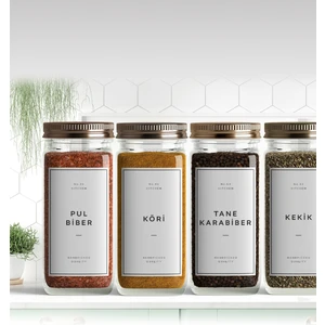 Egesta 110 Adet Modern Baharat Bakliyat Çay Kuruyemiş Kavanoz Etiket -Sticker 5,5x9,5 Sudan Etkilenmez