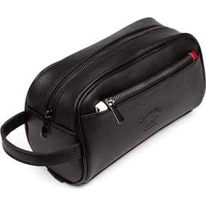Adelina Bags Siyah Deri Portföy El Çantası Seyahat Traş Kozmetik Clutch Çanta