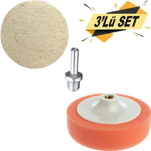 'lü Set Oto Araç Araba Polisaj Süngeri Turuncu Oto Pasta Cila Parlatma Pedi 150 Mm + Matkap Aparatı + Polisaj Keçesi
