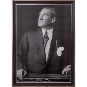 Atatürk Portre Tablo Kahverengi Çerçeveli Tablo 55X75CM