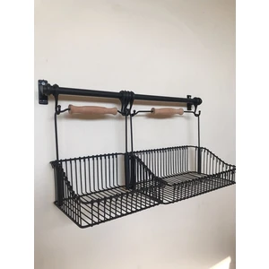 Metal Ferforje Çok Amaçlı Sepet 3'lü Set 1 Adet Askılık 20 x 30 20 x 20 2 Adet Sepet