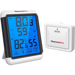 Thermopro TP65 Dokunmatik Işıklı Geniş Ekran Iç ve Dış Mekan (Sensörlü) Dijital Sıcaklık ve Nem Ölçer