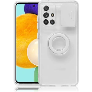 Samsung Galaxy M51 Kılıf Sürgülü Kamera Lens Korumalı Yüzük Standlı Silikon Kılıf ALL-35503