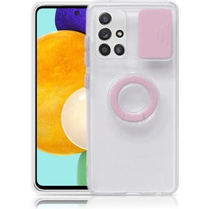 Samsung Galaxy M51 Kılıf Sürgülü Kamera Lens Korumalı Yüzük Standlı Silikon Kılıf ALL-35503