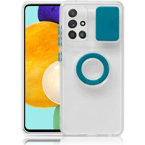 Samsung Galaxy M51 Kılıf Sürgülü Kamera Lens Korumalı Yüzük Standlı Silikon Kılıf ALL-35503