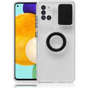 Sm Galaxy A21S (SM-A217) Kılıf Sürgülü Kamera Lens Korumalı Yüzük Standlı Silikon Kılıf ALL-35505