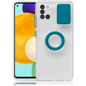 Sm Galaxy A21S (SM-A217) Kılıf Sürgülü Kamera Lens Korumalı Yüzük Standlı Silikon Kılıf ALL-35505