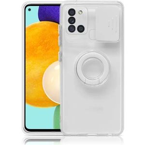 Sm Galaxy A21S (SM-A217) Kılıf Sürgülü Kamera Lens Korumalı Yüzük Standlı Silikon Kılıf ALL-35505