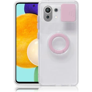 Xiaomi Mi 11 Lite Kılıf Sürgülü Kamera Lens Korumalı Yüzük Standlı Silikon Kılıf ALL-35506