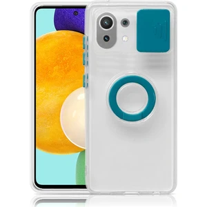 Xiaomi Mi 11 Lite Kılıf Sürgülü Kamera Lens Korumalı Yüzük Standlı Silikon Kılıf ALL-35506