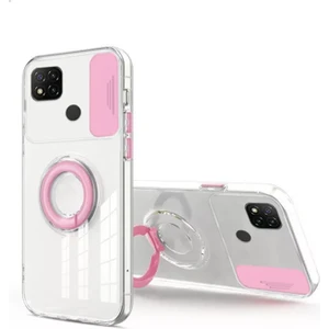 Xiaomi Redmi 9c Kılıf Sürgülü Kamera Lens Korumalı Yüzük Standlı Silikon Kılıf ALL-35509