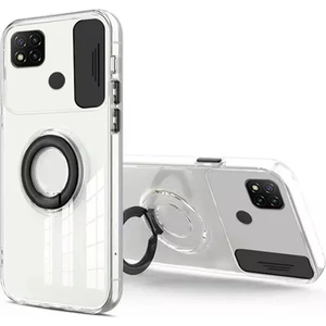Xiaomi Redmi 9c Kılıf Sürgülü Kamera Lens Korumalı Yüzük Standlı Silikon Kılıf ALL-35509