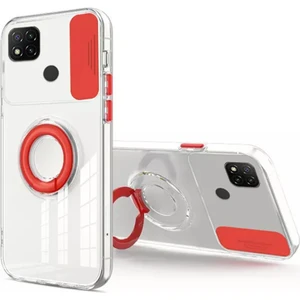 Xiaomi Redmi 9c Kılıf Sürgülü Kamera Lens Korumalı Yüzük Standlı Silikon Kılıf ALL-35509