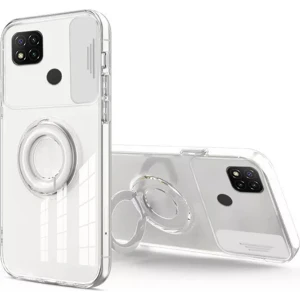 Xiaomi Redmi 9c Kılıf Sürgülü Kamera Lens Korumalı Yüzük Standlı Silikon Kılıf ALL-35509